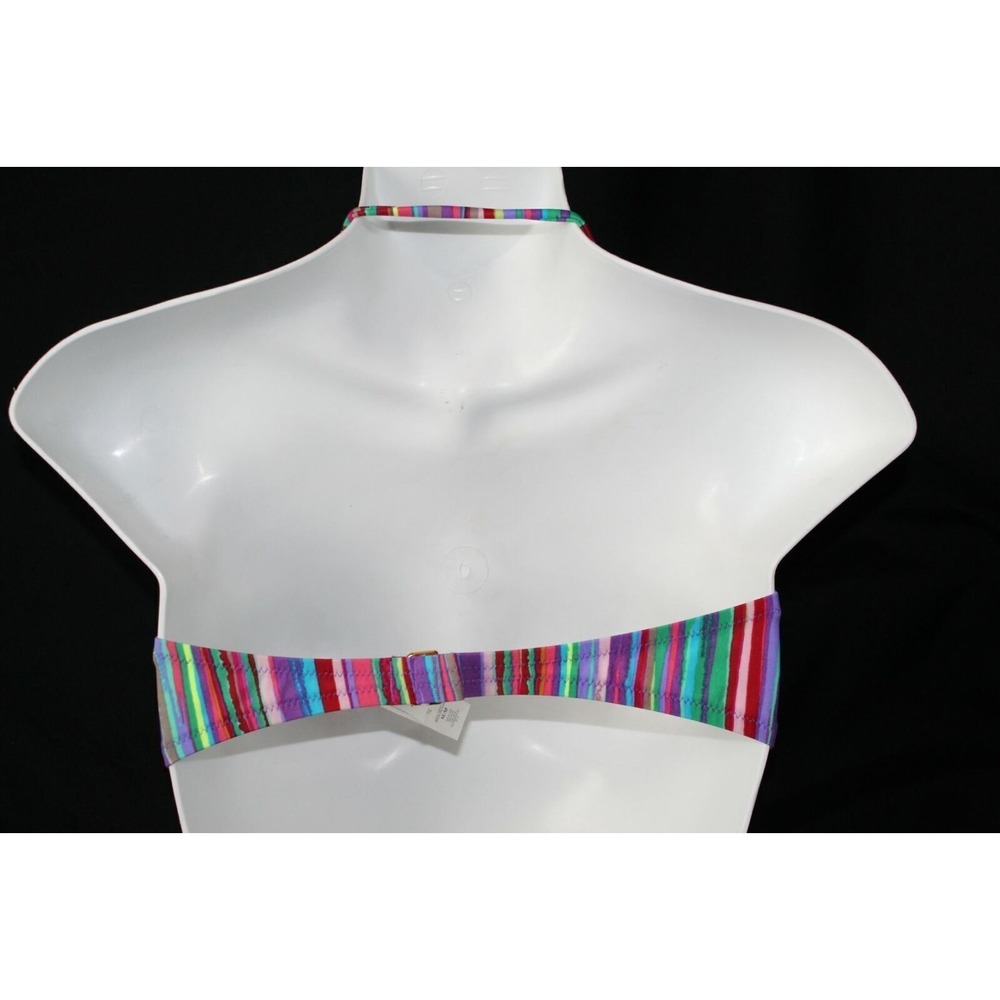 ✨2/$20 Victoria's Secret Striped Halter Bikini Swim Top Multi Size Medium HW6010 - Picture 4 of 6